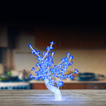 Contemporary Creative Simulation Tree Flower Petal Round Base Iron Plastic LED Table Lamp For Bedroom