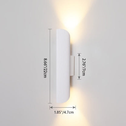 مصباح حائط LED معاصر على شكل أسطوانة مخططة إسكندنافية مستطيلة القاعدة من الحديد والألومنيوم والأكريليك لغرفة النوم 