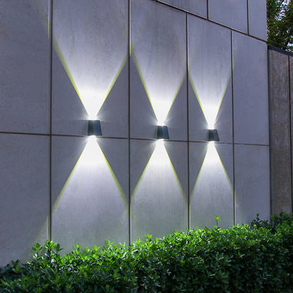 Modern Minimalist Solar Waterproof Trapezoidal Rectangle ABS PVC LED Outdoor Wall Sconce Lamp For Garden