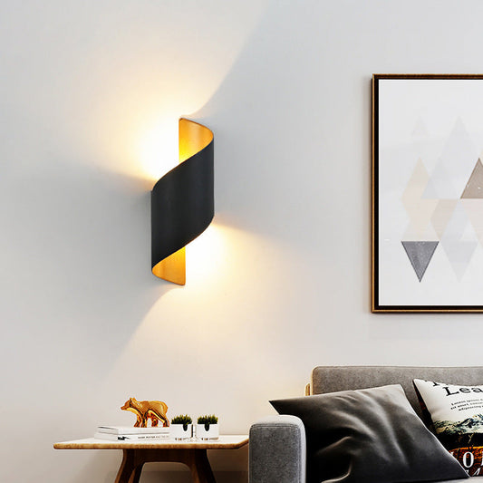 Modern Minimalist Waterproof Spiral Aluminum Acrylic LED Wall Sconce Lamp For Bedroom