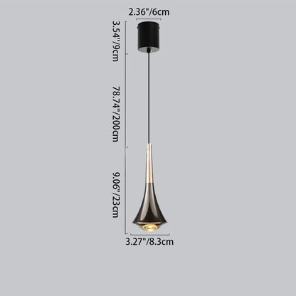 Modern Minimalist Flared Ball Liftable Aluminum Glass LED Pendant Light For Bedroom