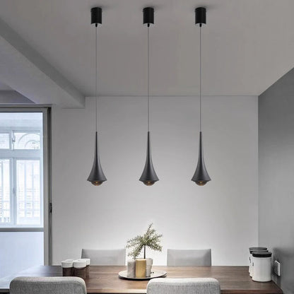 Modern Minimalist Flared Ball Liftable Aluminum Glass LED Pendant Light For Bedroom