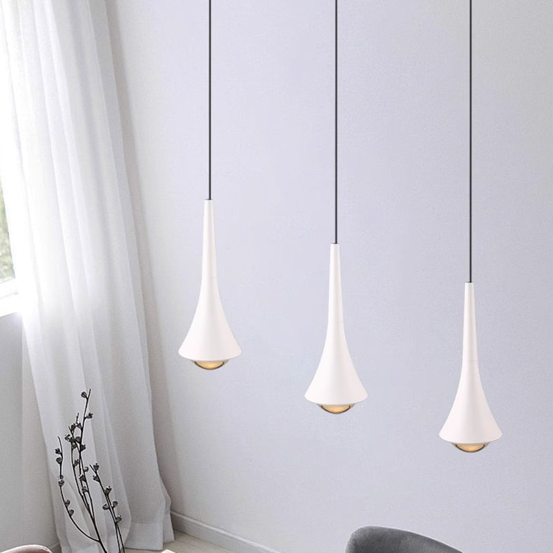 Modern Minimalist Flared Ball Liftable Aluminum Glass LED Pendant Light For Bedroom