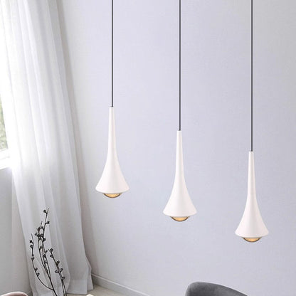 Modern Minimalist Flared Ball Liftable Aluminum Glass LED Pendant Light For Bedroom