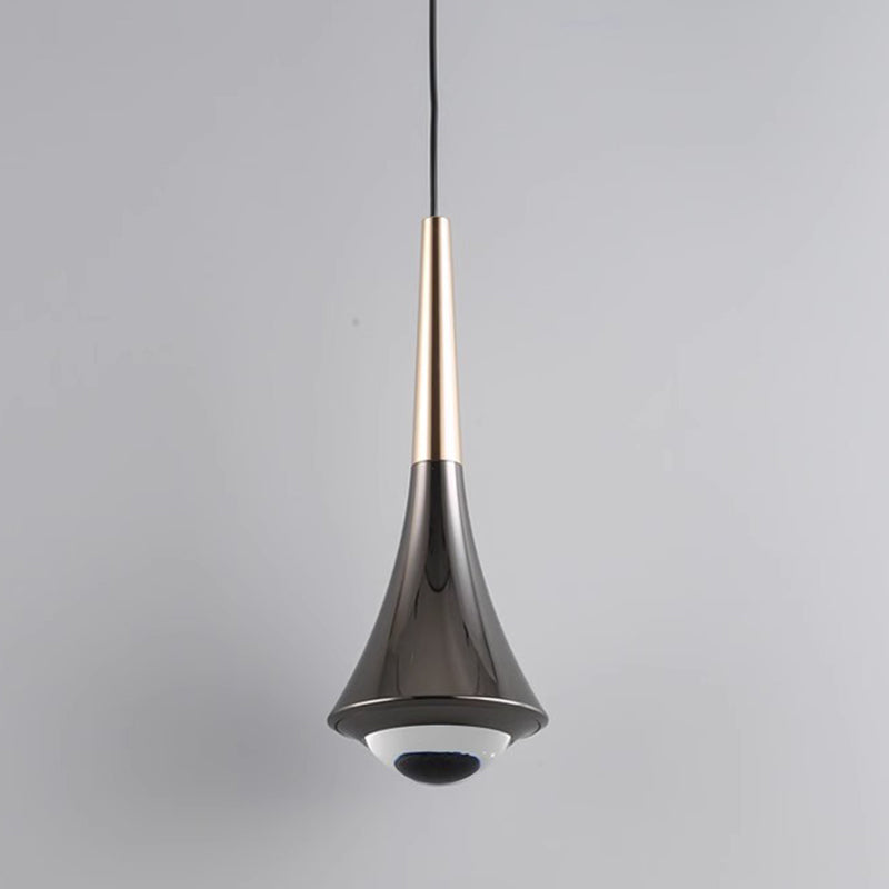Modern Minimalist Flared Ball Liftable Aluminum Glass LED Pendant Light For Bedroom