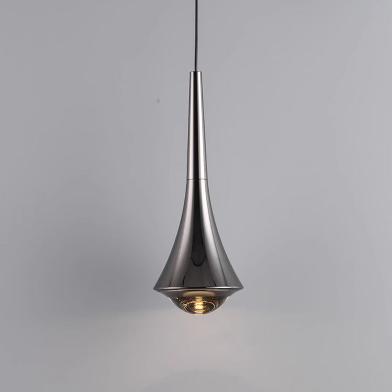 Modern Minimalist Flared Ball Liftable Aluminum Glass LED Pendant Light For Bedroom