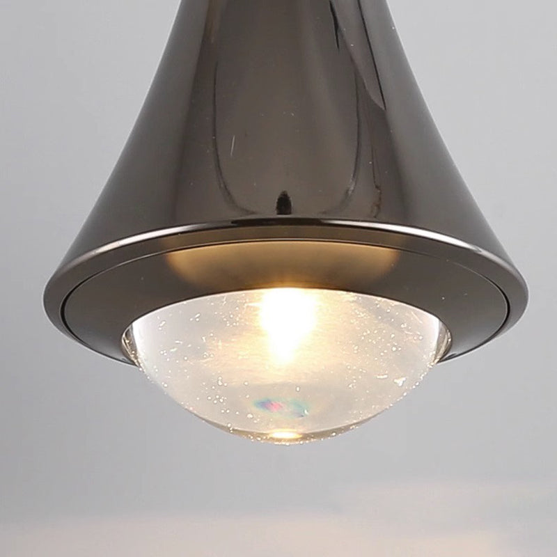 Modern Minimalist Flared Ball Liftable Aluminum Glass LED Pendant Light For Bedroom