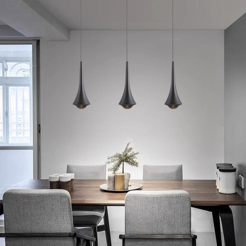 Modern Minimalist Flared Ball Liftable Aluminum Glass LED Pendant Light For Bedroom