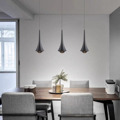Modern Minimalist Flared Ball Liftable Aluminum Glass LED Pendant Light For Bedroom