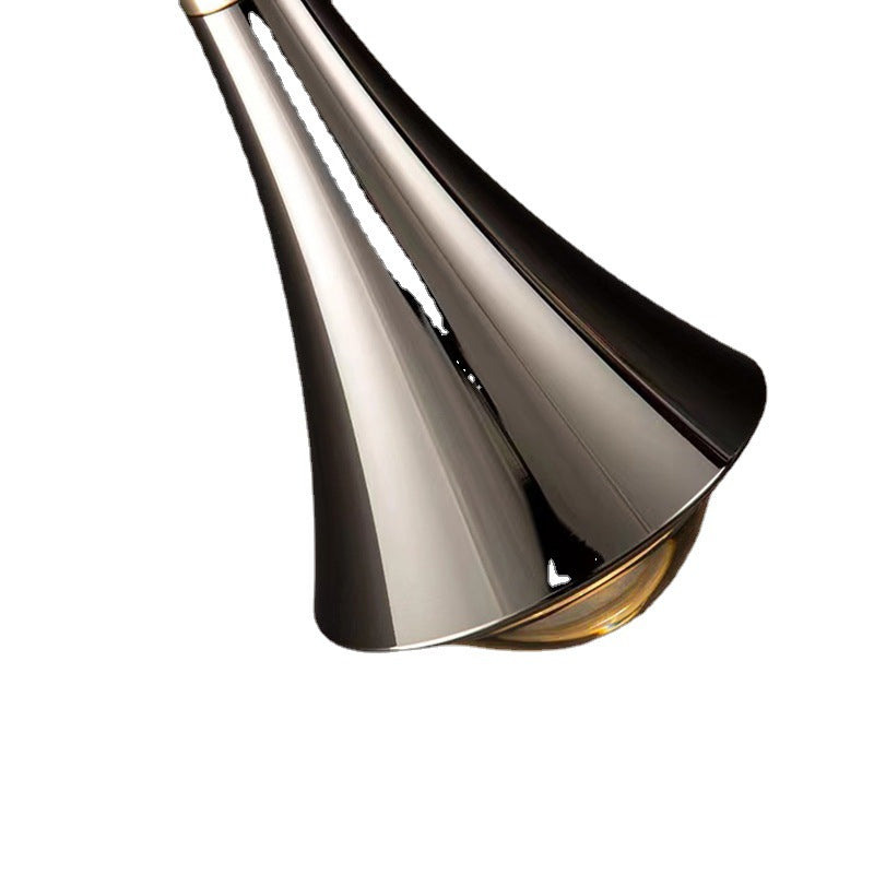 Modern Minimalist Flared Ball Liftable Aluminum Glass LED Pendant Light For Bedroom