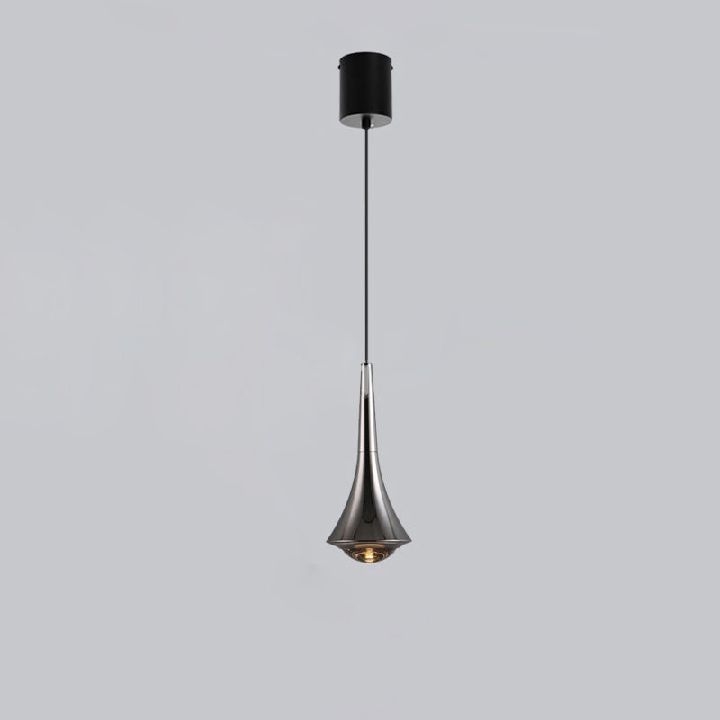 Modern Minimalist Flared Ball Liftable Aluminum Glass LED Pendant Light For Bedroom