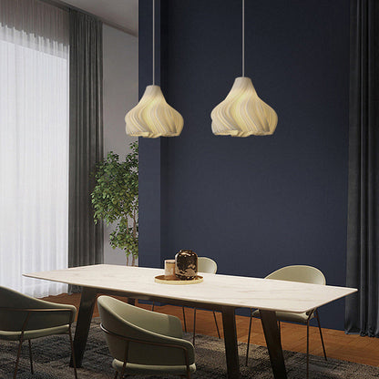 Contemporary Creative Irregular Curved Stripe Iron Acrylic 1-Light Pendant Light For Bedroom