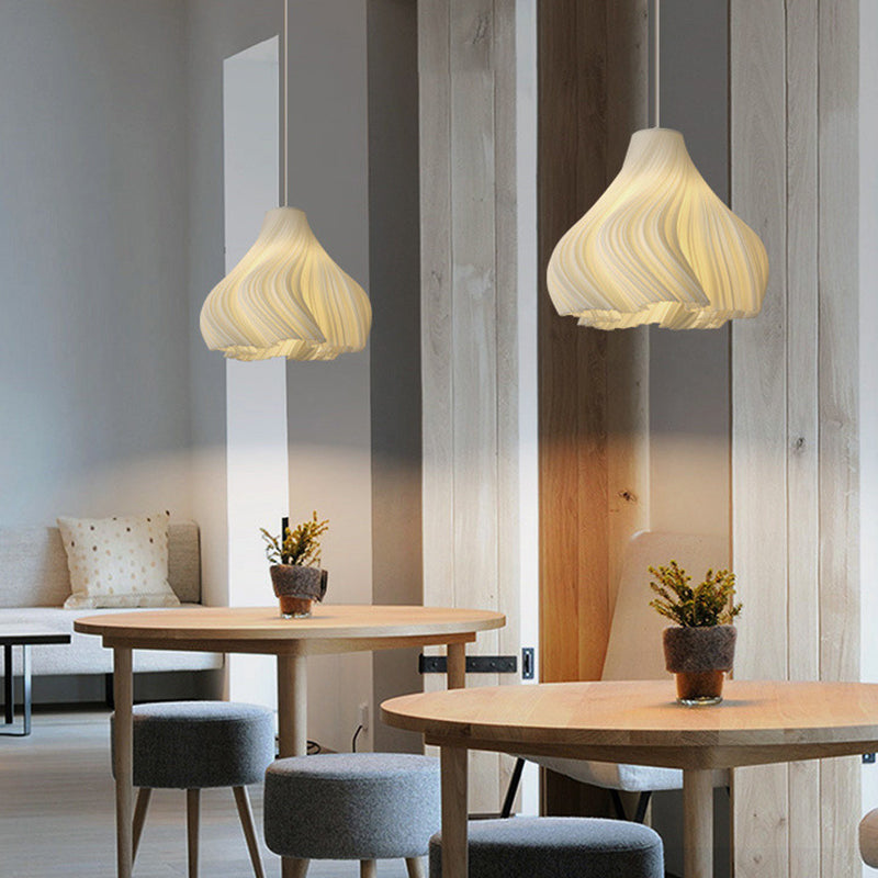 Contemporary Creative Irregular Curved Stripe Iron Acrylic 1-Light Pendant Light For Bedroom