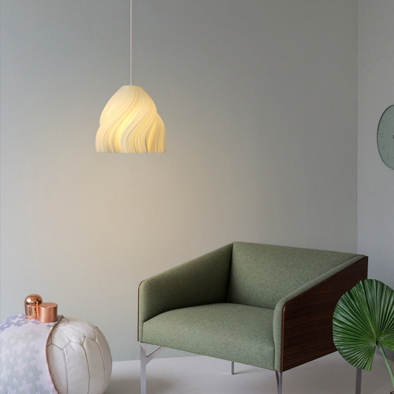 Contemporary Creative Irregular Curved Stripe Iron Acrylic 1-Light Pendant Light For Bedroom