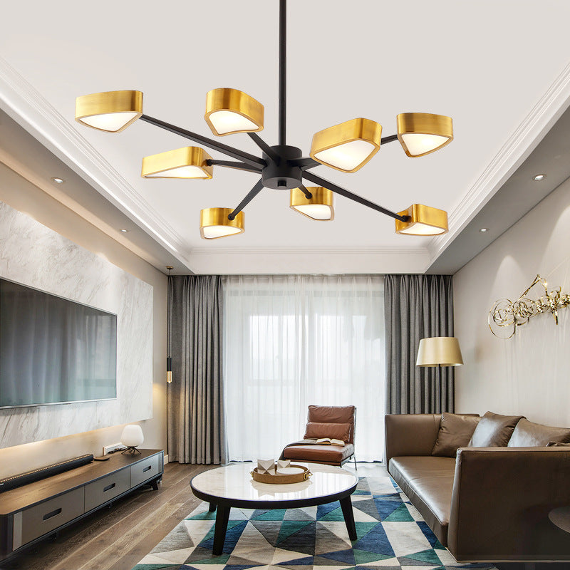ثريا LED معاصرة مصنوعة من الحديد والأكريليك بتصميم فرعي إسكندنافي لغرفة المعيشة 