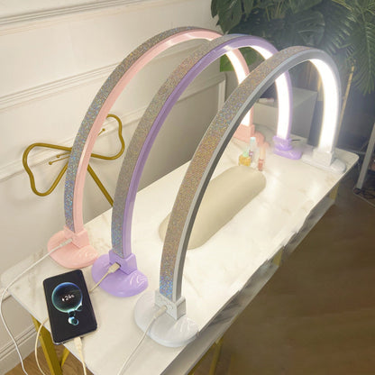 Modern Minimalist Curved Crushed Diamonds Aluminum PVC LED Table Lamp Nail Lamp For Living Room