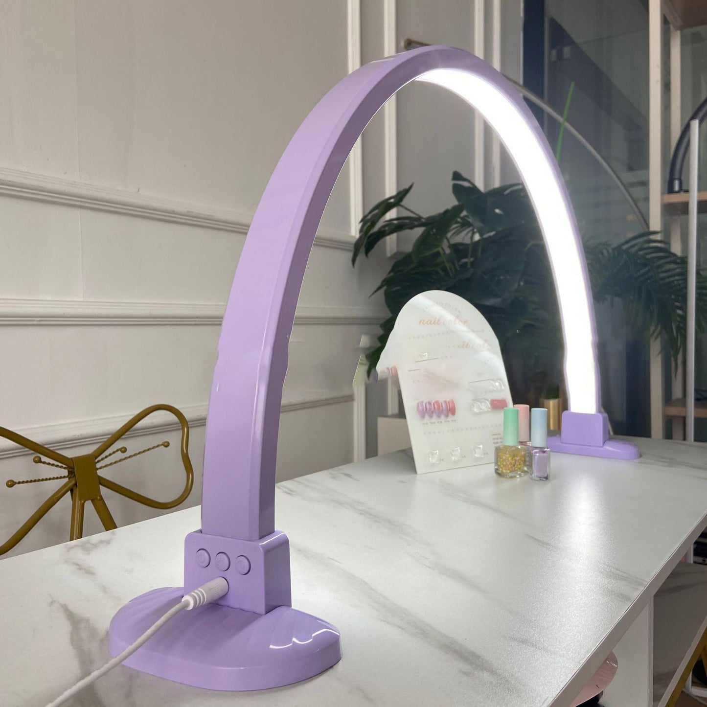 Modern Minimalist Curved Crushed Diamonds Aluminum PVC LED Table Lamp Nail Lamp For Living Room