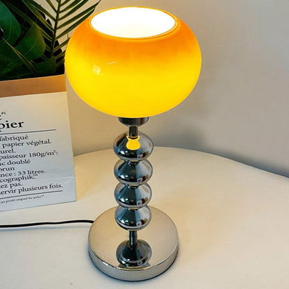 Contemporary Scandinavian Oval Orb Gourd Disc Base Hardware Glass 1-Light Table Lamp For Bedroom