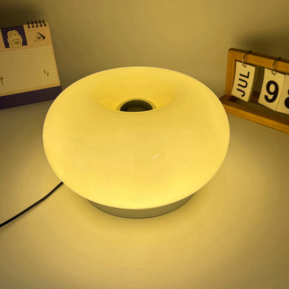 Modern Minimalist Cream Persimmon Oval Iron Glass LED Table Lamp For Bedroom