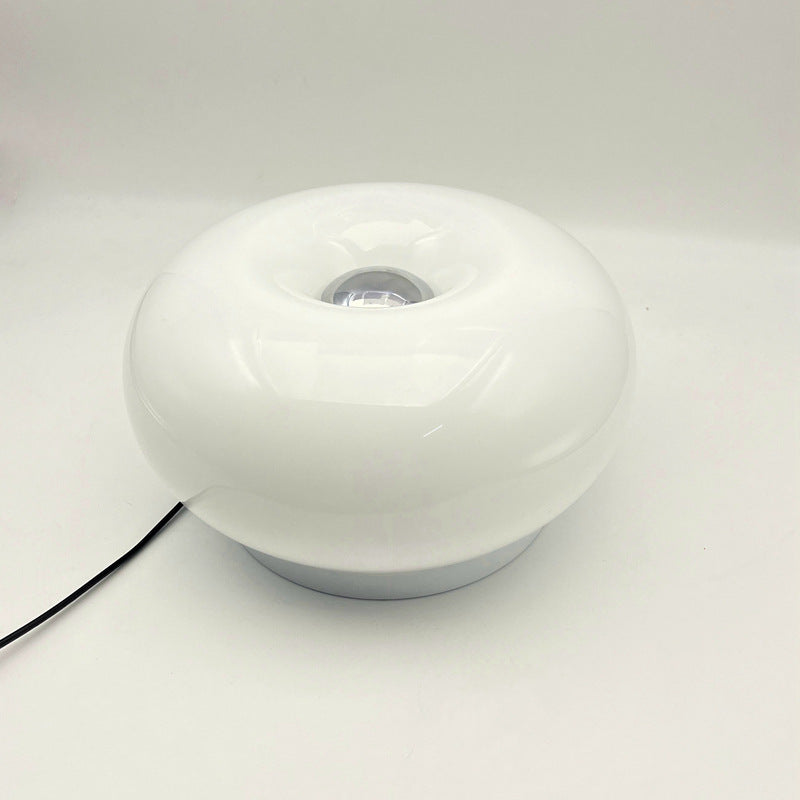 Modern Minimalist Cream Persimmon Oval Iron Glass LED Table Lamp For Bedroom