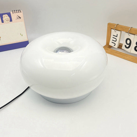 Modern Minimalist Cream Persimmon Oval Iron Glass LED Table Lamp For Bedroom