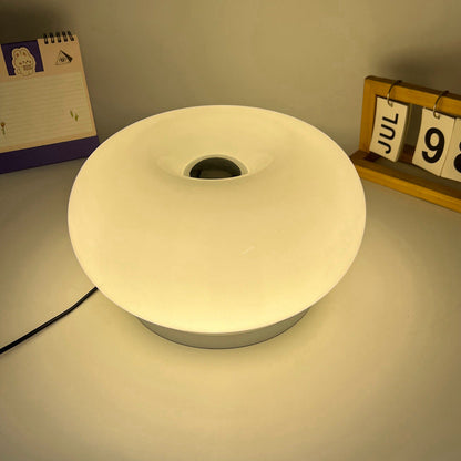 Modern Minimalist Cream Persimmon Oval Iron Glass LED Table Lamp For Bedroom