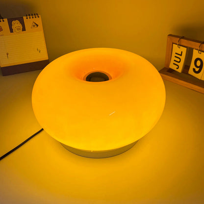 Modern Minimalist Cream Persimmon Oval Iron Glass LED Table Lamp For Bedroom