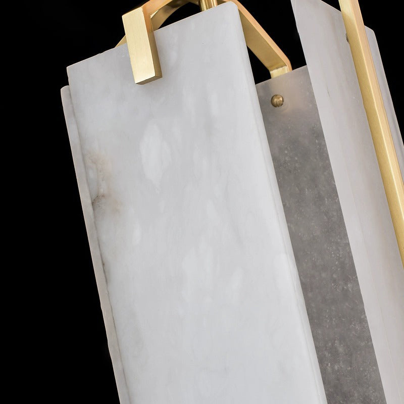 Modern Luxury Rectangular Bar Marble Copper 1-Light Pendant Light For Bedroom