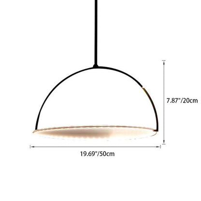 Contemporary Scandinavian Round Curved Iron Fabric LED Pendant Light For Living Room