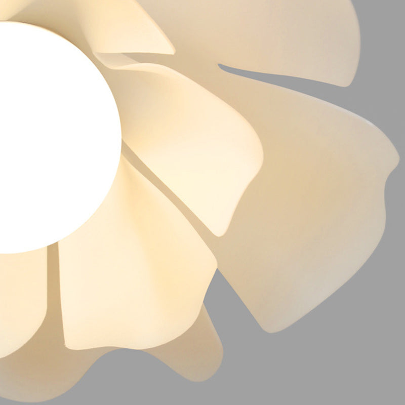 Modern Minimalist Romantic Flower Petal Disc Base Iron Acrylic 1-Light Semi-Flush Mount Ceiling Light For Bedroom
