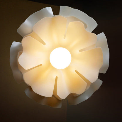 Modern Minimalist Romantic Flower Petal Disc Base Iron Acrylic 1-Light Semi-Flush Mount Ceiling Light For Bedroom