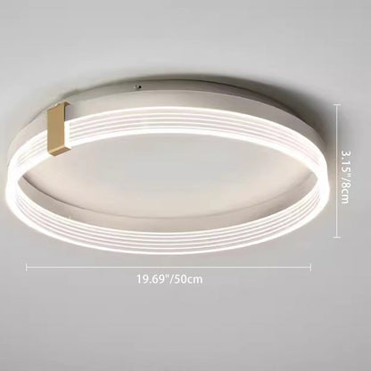 Contemporary Scandinavian Round Circle Rectangle Iron Acrylic LED Flush Mount Ceiling Light For Bedroom