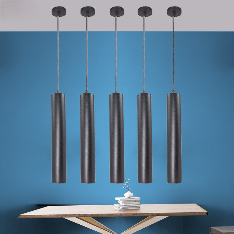 Modern Minimalist Cylinder Long Tube Die-Cast Aluminum Acrylic LED Pendant Light For Living Room