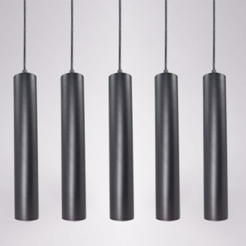Modern Minimalist Cylinder Long Tube Die-Cast Aluminum Acrylic LED Pendant Light For Living Room