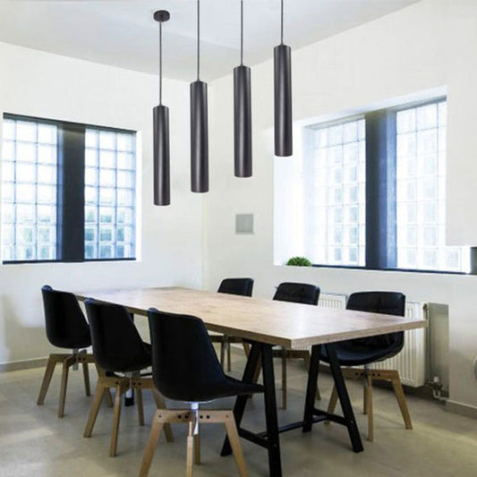 Modern Minimalist Cylinder Long Tube Die-Cast Aluminum Acrylic LED Pendant Light For Living Room