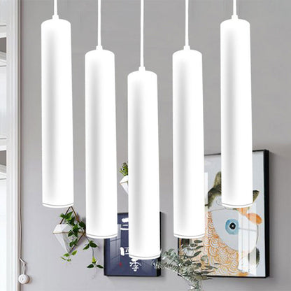 Modern Minimalist Cylinder Long Tube Die-Cast Aluminum Acrylic LED Pendant Light For Living Room