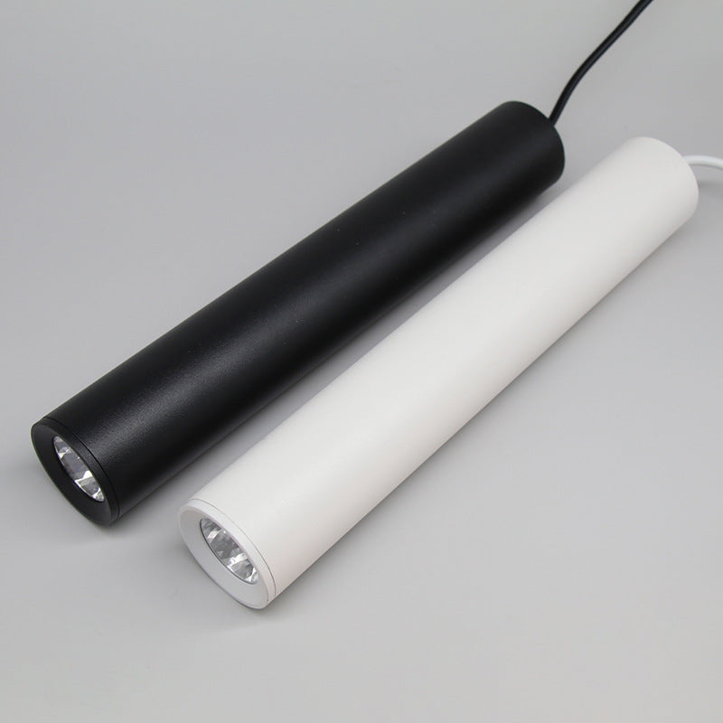 Modern Minimalist Cylinder Long Tube Die-Cast Aluminum Acrylic LED Pendant Light For Living Room
