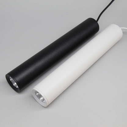 Modern Minimalist Cylinder Long Tube Die-Cast Aluminum Acrylic LED Pendant Light For Living Room