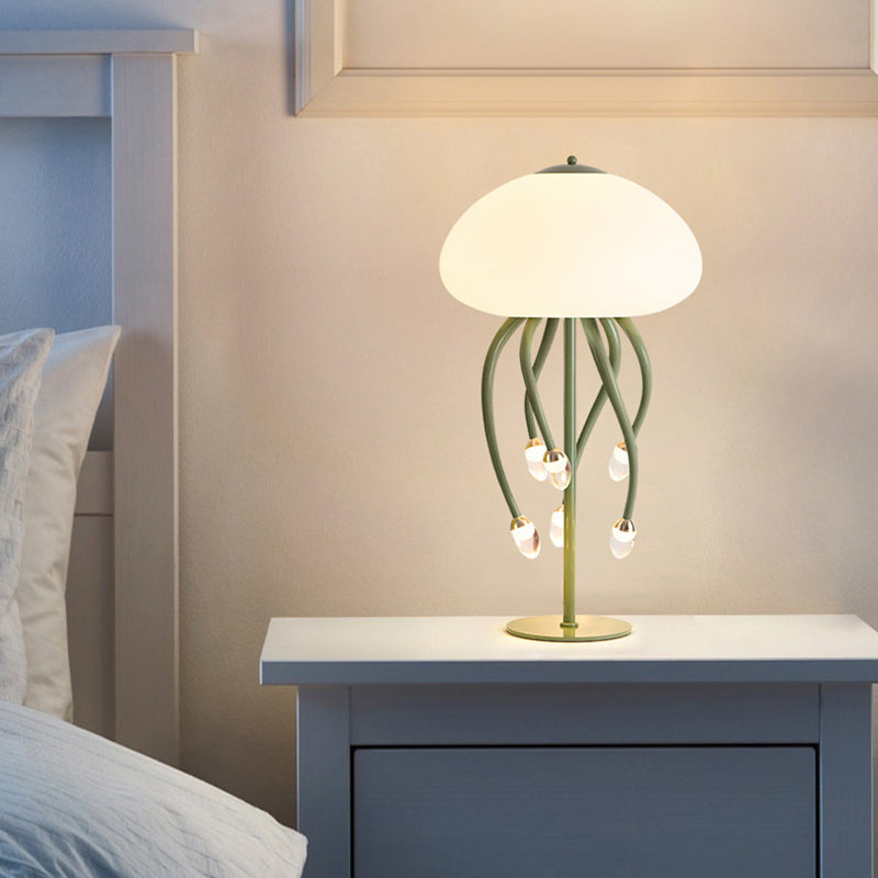 Contemporary Scandinavian Jellyfish Disc Base Iron Acrylic LED Table Lamp For Bedroom