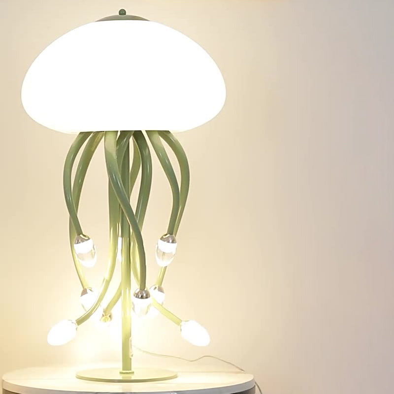 Contemporary Scandinavian Jellyfish Disc Base Iron Acrylic LED Table Lamp For Bedroom