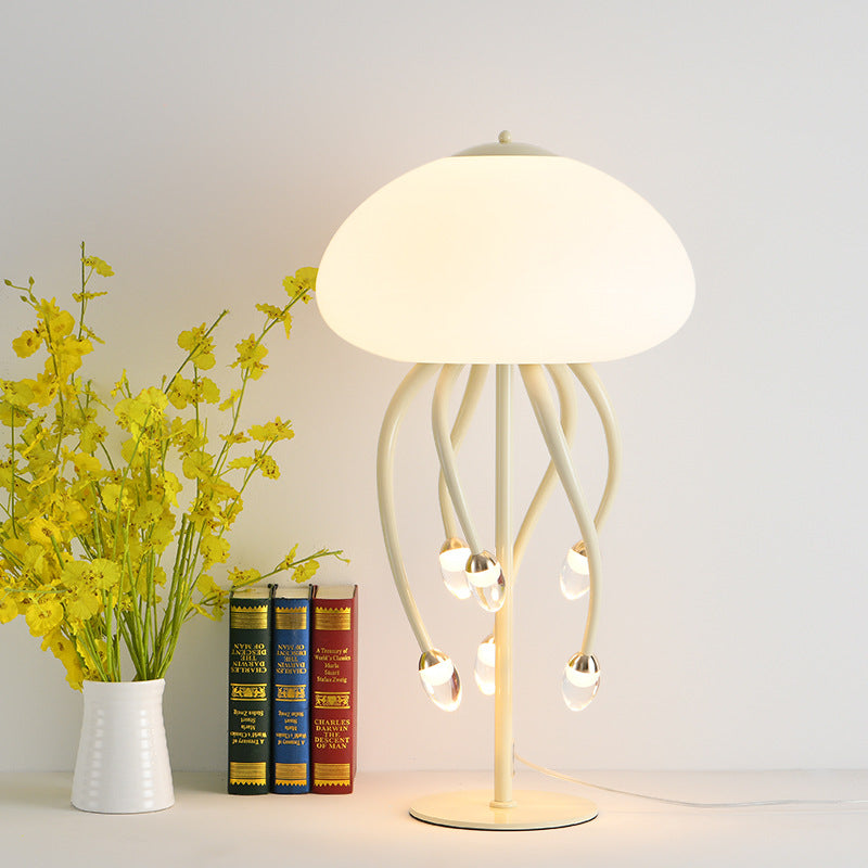 Contemporary Scandinavian Jellyfish Disc Base Iron Acrylic LED Table Lamp For Bedroom