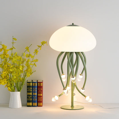 Contemporary Scandinavian Jellyfish Disc Base Iron Acrylic LED Table Lamp For Bedroom