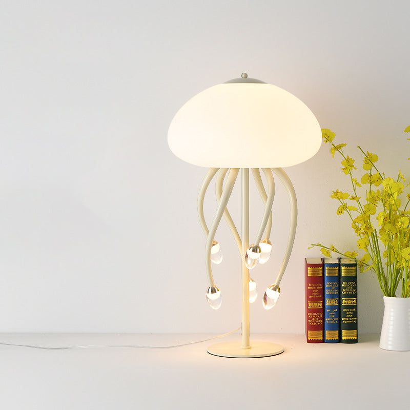 Contemporary Scandinavian Jellyfish Disc Base Iron Acrylic LED Table Lamp For Bedroom