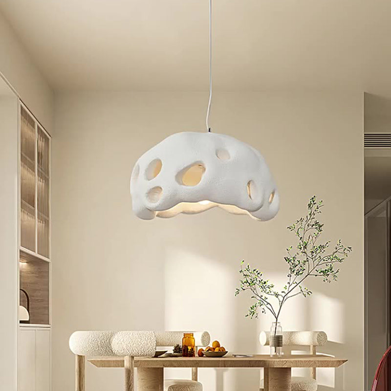 Contemporary Creative Oval Irregular Hollow High Density Polystyrene 1-Light Pendant Light For Living Room