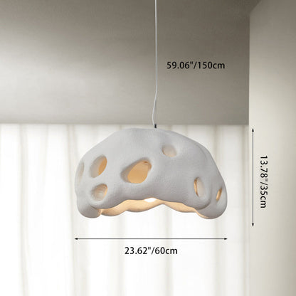 Contemporary Creative Oval Irregular Hollow High Density Polystyrene 1-Light Pendant Light For Living Room