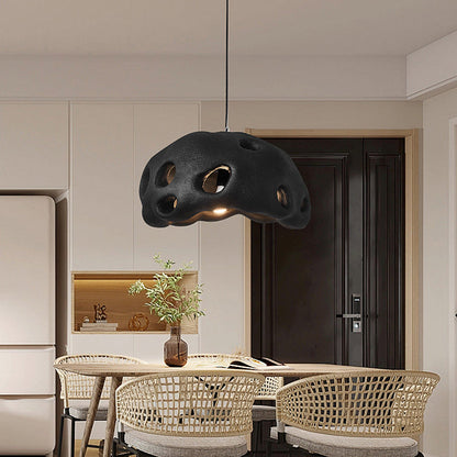 Contemporary Creative Oval Irregular Hollow High Density Polystyrene 1-Light Pendant Light For Living Room