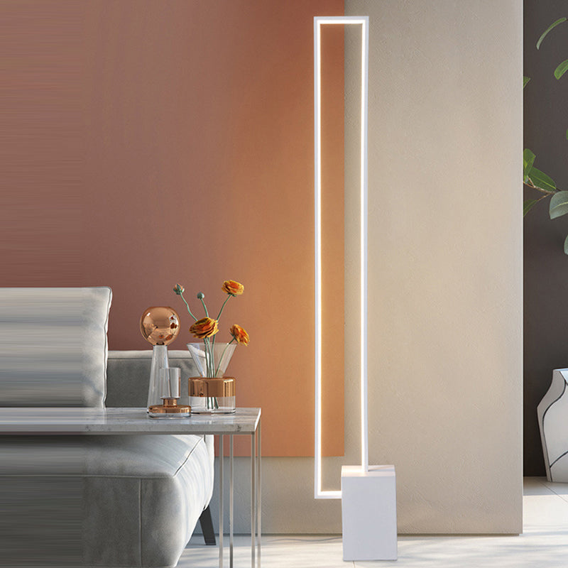 Contemporary Scandinavian Rectangular Long Square Base Iron Silicone Aluminum LED Standing Floor Lamp For Living Room