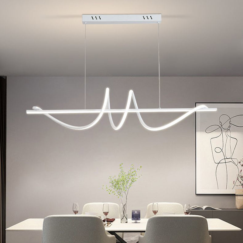 Modern Minimalist Long Spiral Rectangle Base Iron Aluminum Acrylic LED ...