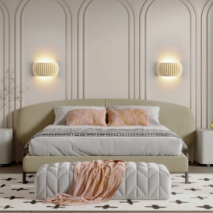 Contemporary Scandinavian Pumpkin Resin Iron 2-Light Wall Sconce Lamp For Bedroom