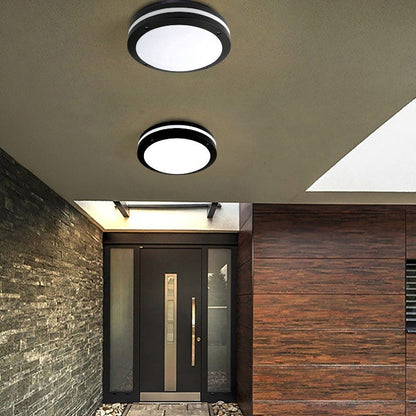 Modern Minimalist Waterproof Round Ring Stripe Aluminum PC LED Flush Mount Ceiling Light For Outdoor Patio